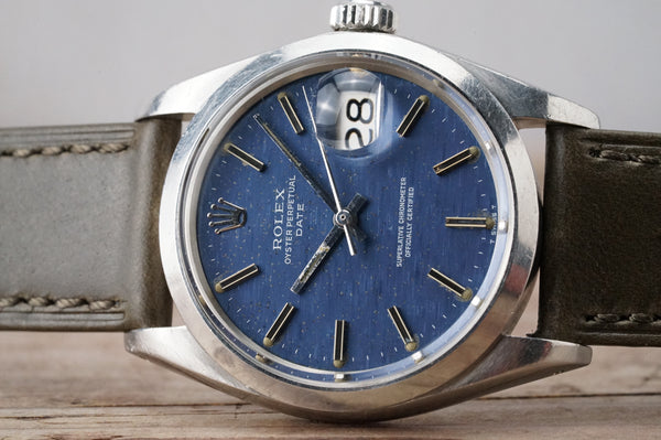 Serviced Vintage ROLEX OysterPerpetual Date 1500 Blue Mosaic 34mm cal.1570 c.1971 #1272