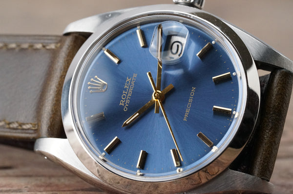 Serviced Vintage ROLEX OysterDate 6694 Blue Manual ca.1215 34mm c.1963 #1293