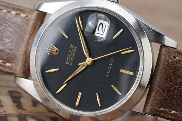 Serviced Vintage ROLEX OysterDate 6694 Manual Black Refinished Dial 34mm cal.1215 c.1961 #1292