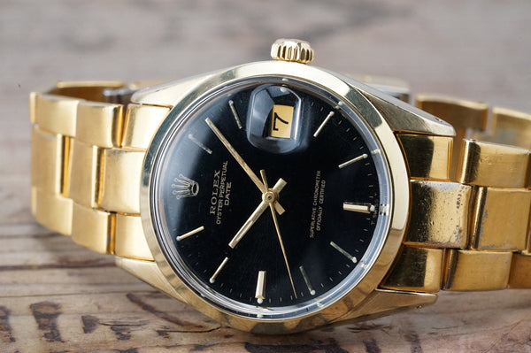 Serviced Vintage ROLEX Oyster Perpetual Date 1550 Refinished Black 34mm cal.1570 c1972 #1410