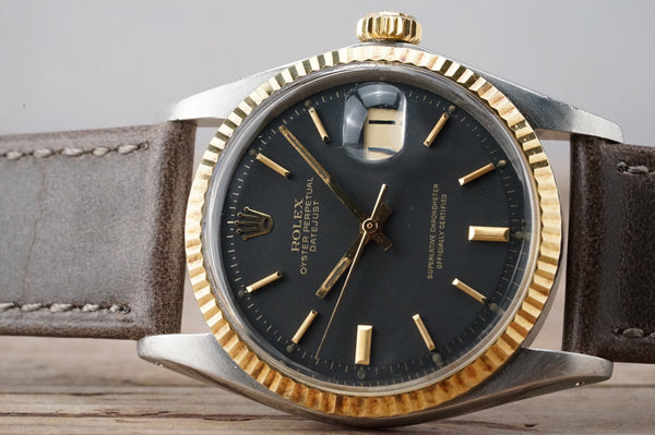 Serviced Vintage ROLEX DateJust 1601 Original Black Dial 36mm cal.1570 c1973 #1407