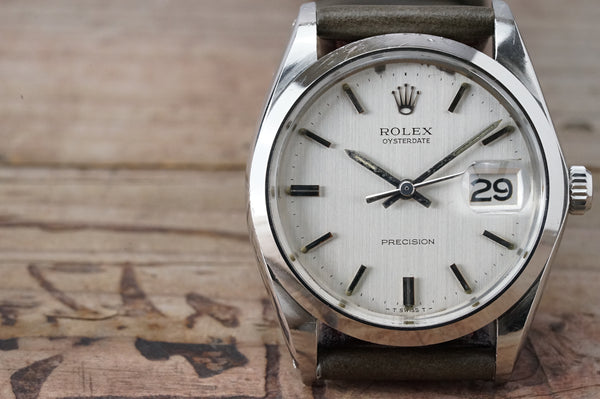 Serviced Vintage ROLEX OysterDate 6694 Linen Dial cal.1225 34mm c.1970 #1402