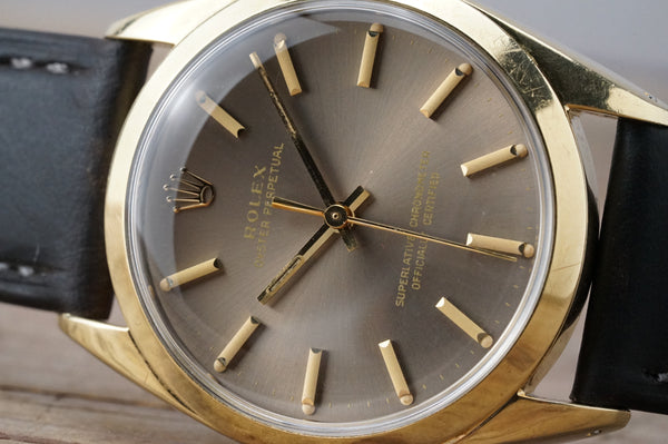 Serviced Vintage ROLEX OysterPerpetual 1024 34mm Cap Gold Grey Dial cal.1570 c.1971 #1509