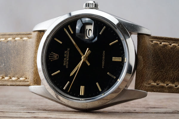 Serviced Vintage ROLEX OysterDate 6694 Manual 34mm Black Refinished c.1973 #1185